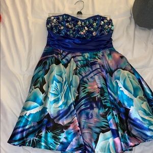 Satin embroidered homecoming dress